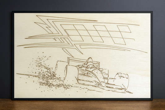 Racing F1 – Lasergraviertes Holzbild | Motorsport Wanddeko | Geschenk für Racing Fans