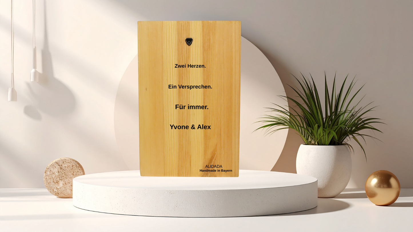 Forever – Floral Heart | Personalisiertes Holzbild mit Namen & Datum