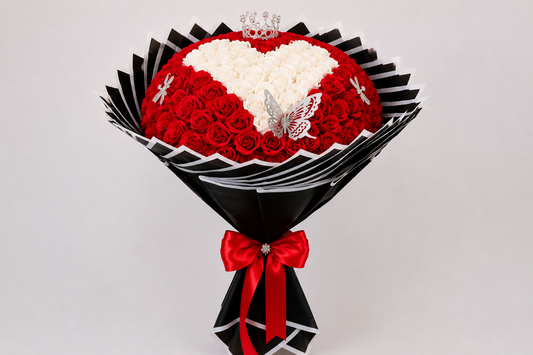 Herz-Seifenrosenstrauß | 101 Rosen | Personalisiert