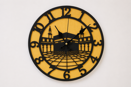 Islamische Wanduhr mit Moschee | Handgefertigt aus Holz